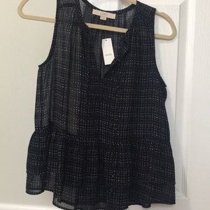 Loft blouse with ruffle bottom